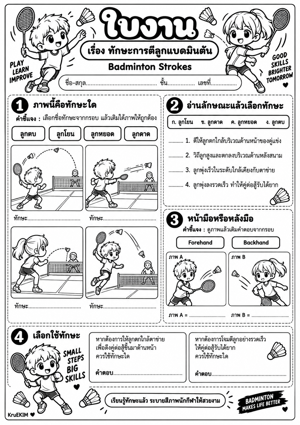 ภาพปก ทักษะการตีลูกแบดมินตัน